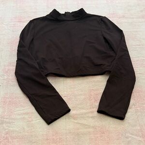 Black Long Sleeve Crop Top